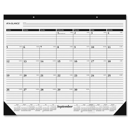 At A Glance AAGSK241600 16-Month Academic Desk Pad Paper Calendar - Black